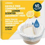 Lunderg Commode Liners with Lemon Scented Absorbent Pads - Value Pack 50 Count Universal Fit - Disposable Bedside Commode Liners and Pads for Adult Commode Chairs & Portable Toilets