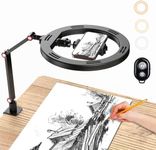 10" Ring Light with Stand and Phone Holder, APEXEL USB Ring Light for Desk with Remote Control, Overhead Camera Mount with Adjustable Arm and C-Clamp for Photography/Makeup/Live Stream Video/YouTube