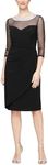 Alex Evenings Women's Short Shift Dress with Embellished Illusion Detail, Black Sweetheart