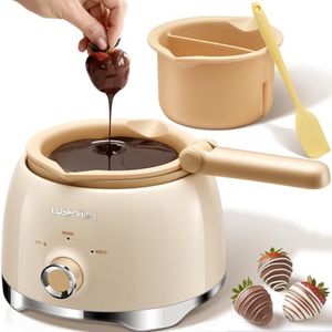 LUSHYUM Chocolate Melting Pot Candy Melts Melter with 2 Insert Pots and Spatula, 4 Cups Capacity Warmer Machine, Ideal Dipping Tool Kitchen Supplies for Making Cake Pop Covered Strawberries Cookie