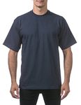 Pro Club Men's Heavyweight Cotton Short Sleeve Crew Neck T-Shirt, Navy, 5X-Large