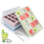 BETA SPACE Ice Cube Tray with Lid, 3 Packs 45 Cubes, Silicone Ice Cube Trays Large Reusable and BPA Free for Whiskey, Cocktail, Drinks&Baby Food, Freezer, Souper,Dishwasher Safe