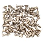 Musiclily 3mm Electric Guitar Bass Pickguard Screws Pick Guards Scratch Plate Mounting Screws for Fender Strat ST Tele TL Stratocaster Telecaster LP Les Paul SG Guitar, Chrome(Pack of 50ï¼â€°