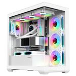 SAMA PC CASE ATX 4 ARGB Fans Pre-Installed, Type-C Mid Tower Computer Case with Full View Dual Tempered Glass, Gaming PC Case, White(SV01)