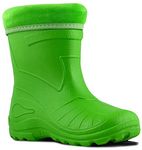 Ultra Light EVA Kids Girls Wellington Boots Rainy Snow Wellies Very Warm Liners (8 UK 25 EU - 16 cm, Green)