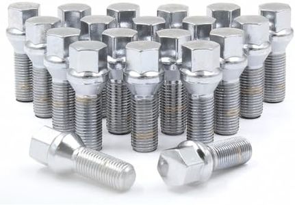 Wheel Accessories Parts Set of 20 Chrome 14x1.5 Lug Bolt Kit Cone Seat Acorn 17mm Hex, 28mm Shank Length, M14x1.50 Thread Cone Lug Bolts for Aftermarket Wheels (20, Chrome, 14 1.5)