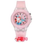 FASHRAMP 7 Color Glowing Disco Light Watch for Boys Girls with 3D Cute Cartoon on Strap Best Birthday Gift Kids Analouge Multi-Color Light Watch Age 3-13 Years (Pinkk)