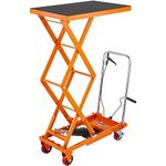 VEVOR Hydraulic Lift Table Cart, 330lbs Capacity 50" Lifting Height, Manual Double Scissor Lift Table with 4 Wheels and Non-Slip Pad, Hydraulic Scissor Cart for Material Handling and Transportation