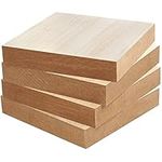 Belle Vous Unfinished Wood Square Blocks (4 Pack) - L15 x W15 x H2.5cm / 6 x 6 x 1 Inches - Natural Blank Thick Wooden Craft Squares - Boards for Home Decoration, DIY Art & Crafts, Painting & Burning