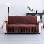 Kuber Industries 3 Seater Soft Velvet Full Sofa Cover with Pocket Arms | Easy to Clean & Maintain Sofa Slipcover/Couch Protector Cloth with Sofa Hand Rest Cover for Living Room | Maroon