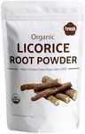 Organic Licorice Root Powder (Mulethi), Glycyrrhiza glabra, ONE resealable Pack of 4 Oz/113 gm, USDA Organic, Natural Expectorant, Soothes Sore Throat, Candy Flavoring Agent, Superfood