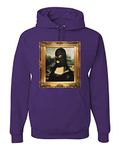 Wild Bobby Funny Thug Mona Lisa Portrait Painting Parody Fashion Unisex Graphic Hoodie Sweatshirt, Purple, M