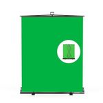 【Easy Set Up】 RAUBAY 59.8 x 78.7in Collapsible Green Screen Backdrop Portable Retractable Chroma Key Panel Photo Background with Stand for Video Conference, Photographic Studio, Streaming