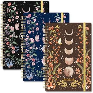 Spiral Notebook - 3 Pack A5 Notebooks Spiral Bound with Back Pocket, Lined Journal Notebook, Spiral Journal for Women, 5.7" x 8.4", 160 Pages, College Ruled Writing Notebook, 100gsm Paper, for Office