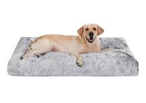 Bedfolks Waterproof Dog Crate Bed,Plush Dog Crate Pad with Removable Cover,Faux Fur Dog Bed for Extra Large Dogs,Fluffy Washable Dog Kennel Bed 41"x27",Dark Grey