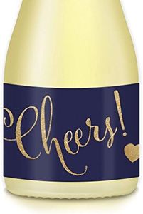 CHEERS! Mini Champagne & Wine Bottle Labels, Set of 20 All Occasion Decals Celebrating Special Anniversary, College or HS Graduation, Housewarming, Coworker Retirement, 3.5" x 1.75" Gift Bag Stickers