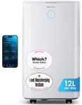 Pro Breeze® OmniDry 12L/Day Dehumidifier with Automatic Humidity Sensor & Display, 24Hr Timer, Laundry Drying, Continuous Drainage (White, 12 Litres + Smart App)
