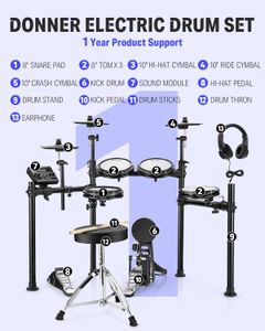Donner DED-200 Electric Drum Set – Mesh Pads Digital Kit
