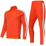 Shinestone Mens Tracksuit Set Sports Gym Training Suits Sportswear Sets with Full Zipper for Men, 8403-orange, X-Large