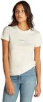 Calvin Klein Jeans Women's MONOLOGO SLIM TEE J20J223563, White (Ivory), S