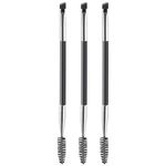 WOLMIK Duo Eye brow Brush - 3 PCS Angled Eyebrow Brush and Spoolie Brush, Eyelash Comb Eyebrow Brush Tool, 2 in 1 Mini Eyelash Brush for Eye Shadow Eyebrow Eyelash Tinting Angled Eyebrow