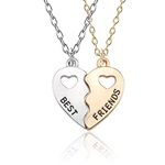 BFF Best Friends Necklace Rings for Women Men Initial Letter Best Friend Forever Love Heart Rings Necklace for 2 3 Gradution Jewelry Set, Metal, Rhinestone