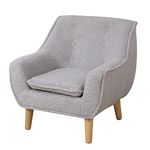 BabyLand Children's Preschool Armchair Sofa Teddy Velvet Single Kids Seat Chair Mini Baby Couch(Grey),SF-1097,54x49x57