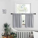 PONY DANCE Short Blackout Curtains for Bathroom - Solid Light Block Drapes for Bedroom, RV Curtains for Camper Windows,Cafe Window Decor, W 29 x L 36, Silver Grey, 1 Pair