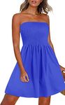 CHICALLURE Summer Dresses for Women Beach Casual Sundress Strapless Wrap Cover Ups (Solid Royal Blue, XL)