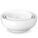 MALACASA Large Salad Bowl, Serving Bowl Set of 3, 1320ML / 1780ML / 3400ML Porcelain White Soup Bowl Cereal Bowl Noodle Bowl Dessert Bowls Ramen Bowl Fruit Bowl