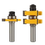 Gasea 2pcs 1/2" Shank Tongue Groove Router Bit Set 3 Teeth T-Shape Wood Milling Cutter Tool Stock Up to 1-1/4"