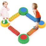 XJD Toddler Balance Beams Stepping Stones for Kids -Indoor or Outdoor Non-Slip Plastic Physical and Sensory Play Equipment, Toddler Obstacle Course Toys for Ages 3+ Years (Multicolor, 8 Set)