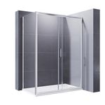 ELEGANT 1100 x 700mm Sliding Shower Enclosure 8mm Easy Clean Glass Shower Cubicle Door with Shower Tray + Side Panel