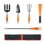 TrustBasket Greenkeeper Tool Kit – Gardening Tools Kit for Home Garden, 5 Pcs Garden Tools for Home Gardening Set with Khurpi, Fork, Trowel, Weeder & Scraper – Durable Garden Tools with Bag