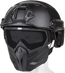 VPZenar Airsoft Helmet,Black Tactical Helmet,Airsoft Full Face and Paintball Mask with Detachable Anti Fog Gray Goggles,Tactical Airsoft Gear