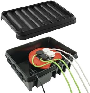 DRiBOX – Large IP55 Weatherproof Outdoor Electrical Connection Box 40 x 31 x 14.5cm – Power Cord Enclosure for Christmas Lights, Timers, Extension Cables, Leads, Reels, Transformers (Large, Black)