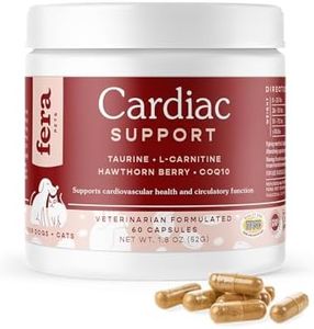 Fera Pets Cardiac Supplement for Dogs & Cats – 60 Capsules​ – Vet Created -Cardiovascular Function & Strength-Taurine, CoQ10, Organic Hawthorne Berry