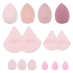 MAYCREATE® 14Pcs Makeup Sponge Set, Face Powder Puff for Women, Assorted Blender Sponges, Triangular Makeup Puff, Thumb-sized Foundation Blending Pads for Loose Powder, Liquid (Pink)