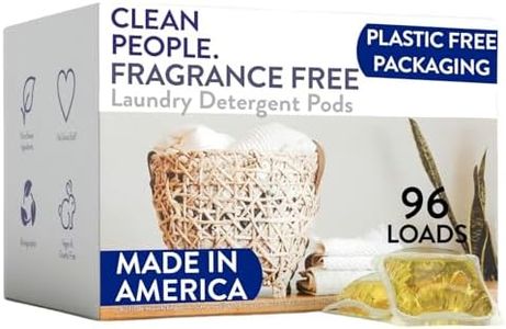 Clean People Laundry Detergent Pods - Recyclable Packaging, Hypoallergenic, Stain Fighting - Ultra Concentrated, Laundry Soap - Fragrance Free, 96 Pack
