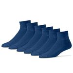 Women's Diabetic Quarter Socks 9-11 - Cotton Blend Physician's Choice Seamless 12 Pack Navy Made in USA