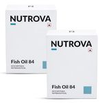 NUTROVA Fish Oil 84 Omega-3 High Purity, Heavy Metal Tested, Small Enteric Coated Capsules For Brain, Heart, Skin & Hair Health (60 Softgel Capsules - Pack of 2) 300mg EPA + 250mg DHA in 658mg