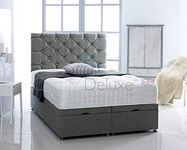 Comfy Deluxe LTD CHENILLE FABRIC OTTOMAN FOOT LIFT BED BASE WITH HEADBOARD ONLY (GREY, 5FT KING-SIZE)