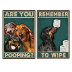 SHOOHS 8x12inchs Retro Metal Sign Are You Pooping funny bathroom signs Funny Dogs Tin Vintage Signs for Home Farm Garden Bar Bathroom Kitchen (2PC)