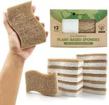 AIRNEX Biodegradable Natural Kitchen Sponge - Compostable Cellulose and Coconut Walnut Scrubber Sponge