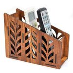 Navaliya Multicompartment Remote Holder For Living Room, Tv Remote Stand, Ac Remote Holder, Table Organizer, Office Desk Accessories, Wood