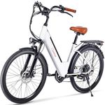 C INVERTER Electric Bike for Adults 26", E Bike with 500W Brushless Motor(Peak 750W), 36V 11.6AH Removable Battery, Dual Suspension E-Bike with 7-Speed for City Commuting (White)