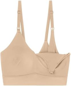 Harper Wilde Bliss Nursing Bralette - Ultra-Soft & Lightweight with Adjustable Straps - Supportive Maternity Bra - Beige, Small