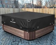 738N Tearing Strength Hot Tub Cover Protector [600D Upgrade Fabric] 85 x 85 inch fit 84 x 84,82 x 82,81 x 82 inch or 7 x 7 ft Square SPA, hot tub Covers Replacement-Black