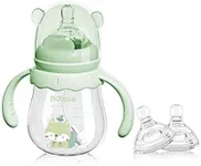 POTATO Glass Baby Bottles, Anti-Colic Breastfeeding Bottles with Medium Flow Nipple, Suitable for Babies 3-6 Months, 2 Replaceable Nipples, 6 oz, Green
