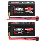 HOOVO RC Battery 7.4V 5000mAh 100C 2S Lipo Batteries Hardcase with 4.0mm Banana to Deans Plug for RC Car Boat Truck Truck Truggy RC Hobby (2 Pack)